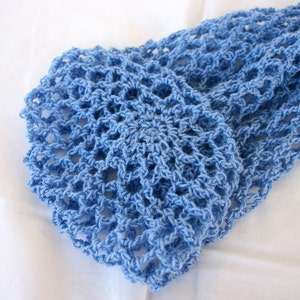 Blue Produce Bag Crochet Mesh Drawstring Vegetable Fruit Holder Net ...