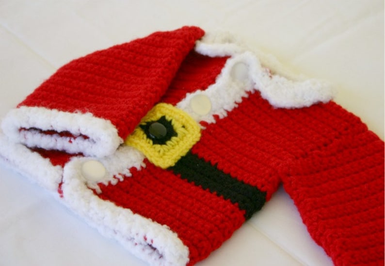 Infant Santa suit PDF crochet PATTERN 0-3 month size newborn boy baby Christmas costume photography prop winter december festive holiday image 2