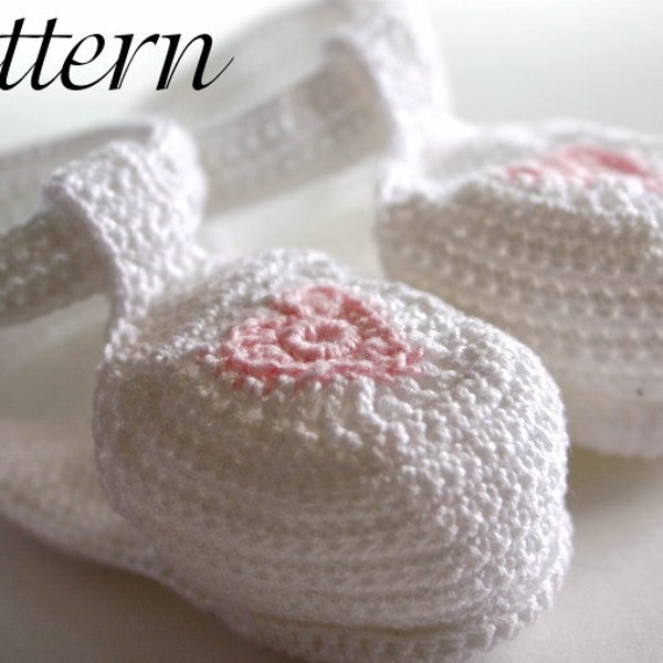 Baby newborn sandals PDF crochet PATTERN 0-3 month white pink heart shoes summer footwear infant booties