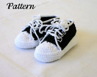 Baby sneakers PDF crochet PATTERN 0-3 month infant tennis shoes soft soled booties newborn thread crochet trainers