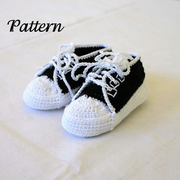 Baby sneakers PDF crochet PATTERN 0-3 month infant tennis shoes soft soled booties newborn thread crochet trainers