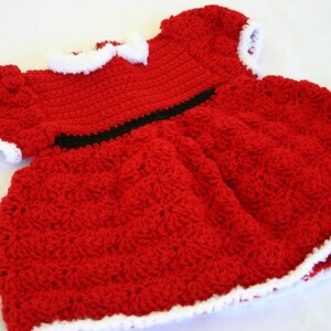 Baby Christmas dress PDF crochet PATTERN 0-6 month size infant girl costume photography prop winter december holiday festive image 2