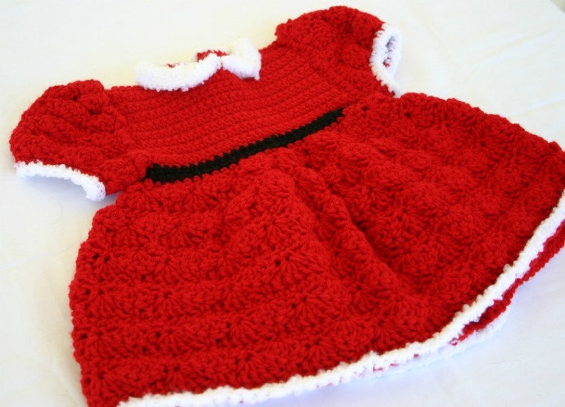 Baby Christmas dress PDF crochet PATTERN 0-6 month size infant girl costume photography prop winter december holiday festive image 2