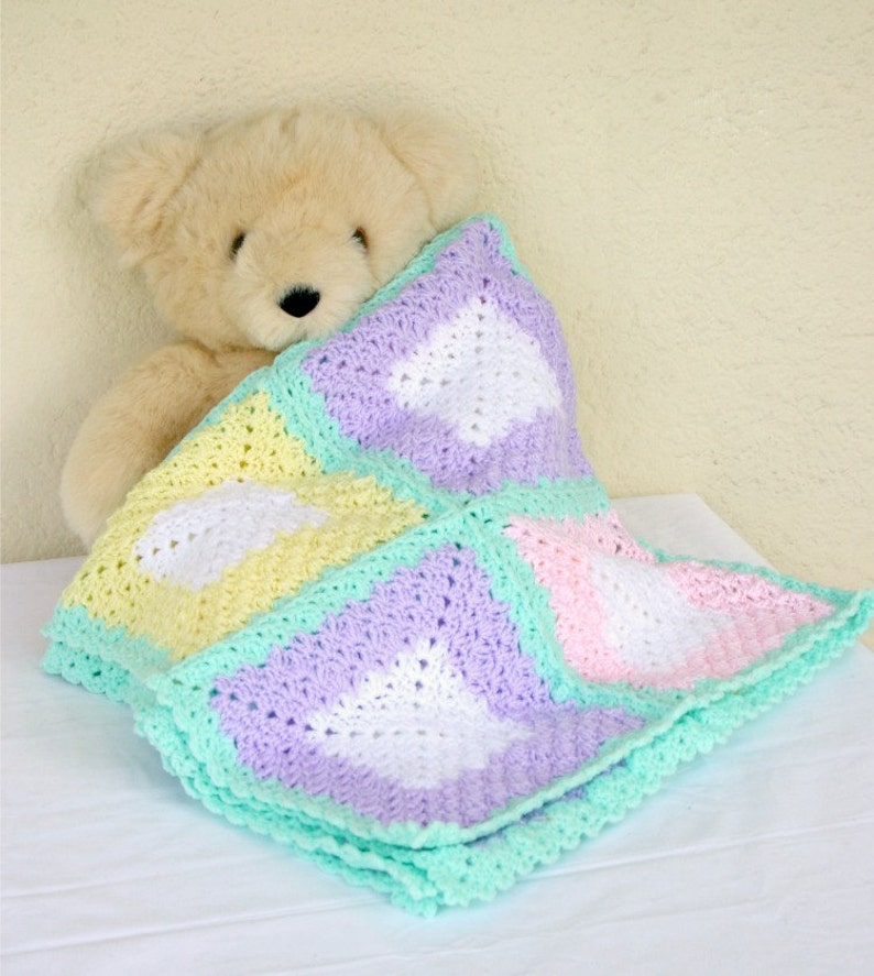 Baby Afghan crocheted pastel blanket shower gift pink purple Etsy