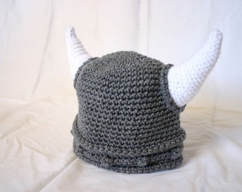 Viking hat adult small preteen teenager gray white beanie photography prop cap horns braided Norse armor pirate costume grey soft helmet