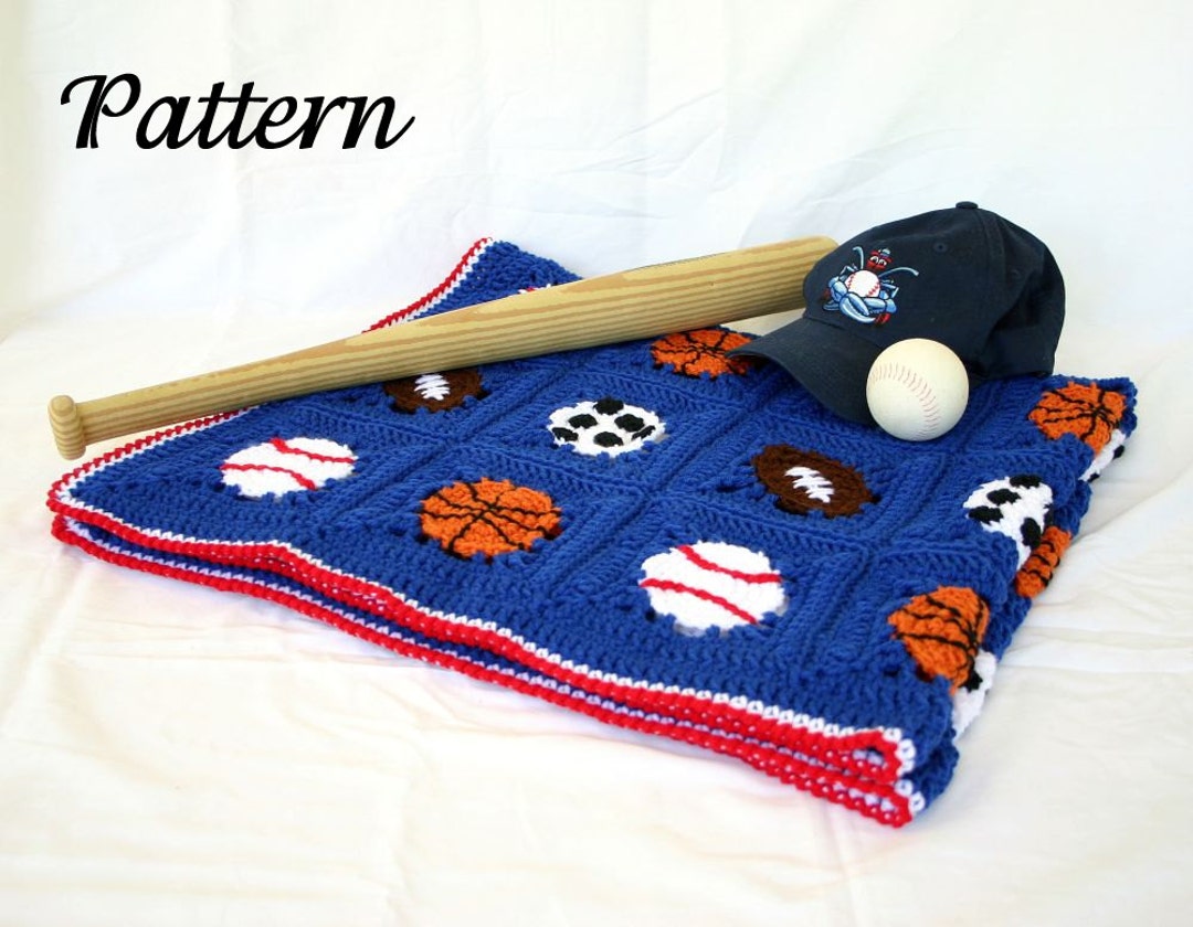 Sports Balls Afghan PDF Crochet PATTERN Basketball Football Soccer Baseball Granny Squares Boy Blanket Instructions Child Baby Toddler