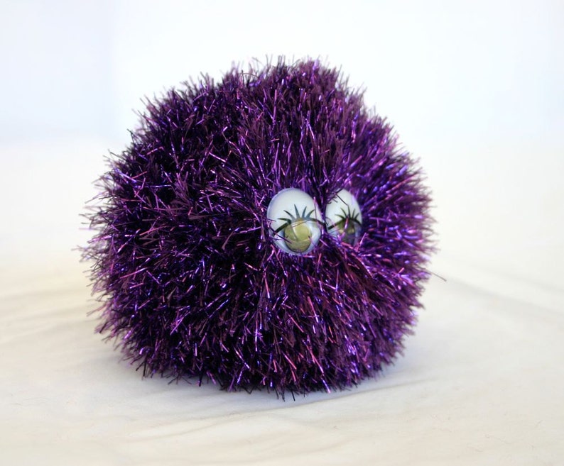 Stuffed Toy Purple Wiggle Eyes Crochet Puff Ball Metalic Etsy UK