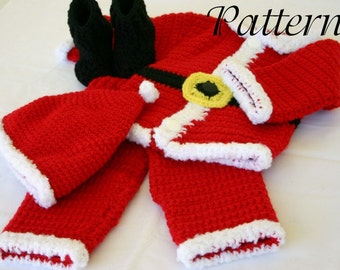 Baby Santa suit PDF crochet PATTERN 3-6 month size newborn boy infant Christmas costume photography prop winter december festive holiday