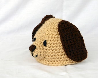 Crochet puppy hat 0-3, 3-6 month sizes baby beanie newborn infant head covering winter costume photography prop dog pet cute
