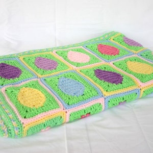 Crochet egg afghan PDF PATTERN Easter spring throw blanket granny squares rectangles scrap yarn lap coverlet home decor holiday bedding image 5