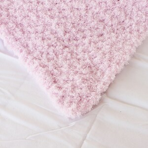 Crochet baby blanket pink pastel soft afghan infant crib bedding fluffy newborn shower gift photography prop bulky washable image 4