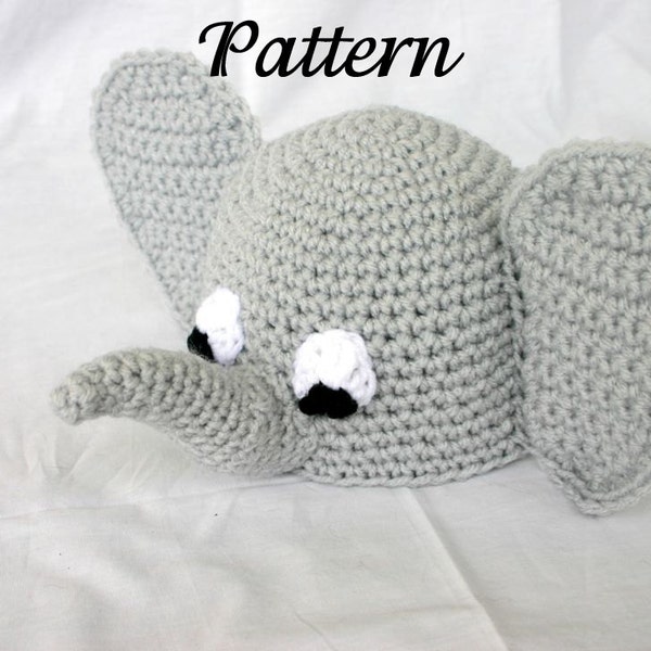Baby elephant hat PDF Crochet PATTERN 0-6 months beanie infant animal head covering costume accessory photography prop