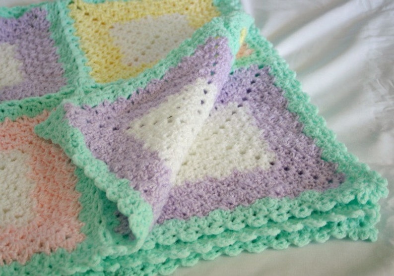 Baby Afghan crocheted pastel blanket shower gift pink purple | Etsy