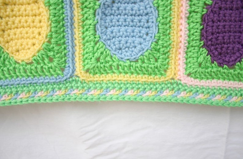 Crochet egg afghan PDF PATTERN Easter spring throw blanket granny squares rectangles scrap yarn lap coverlet home decor holiday bedding image 4