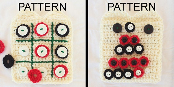 Travel games PDF crochet PATTERN tic-tac-toe pegs solitaire logic puzzle entertainment family game kids toy fun digital download