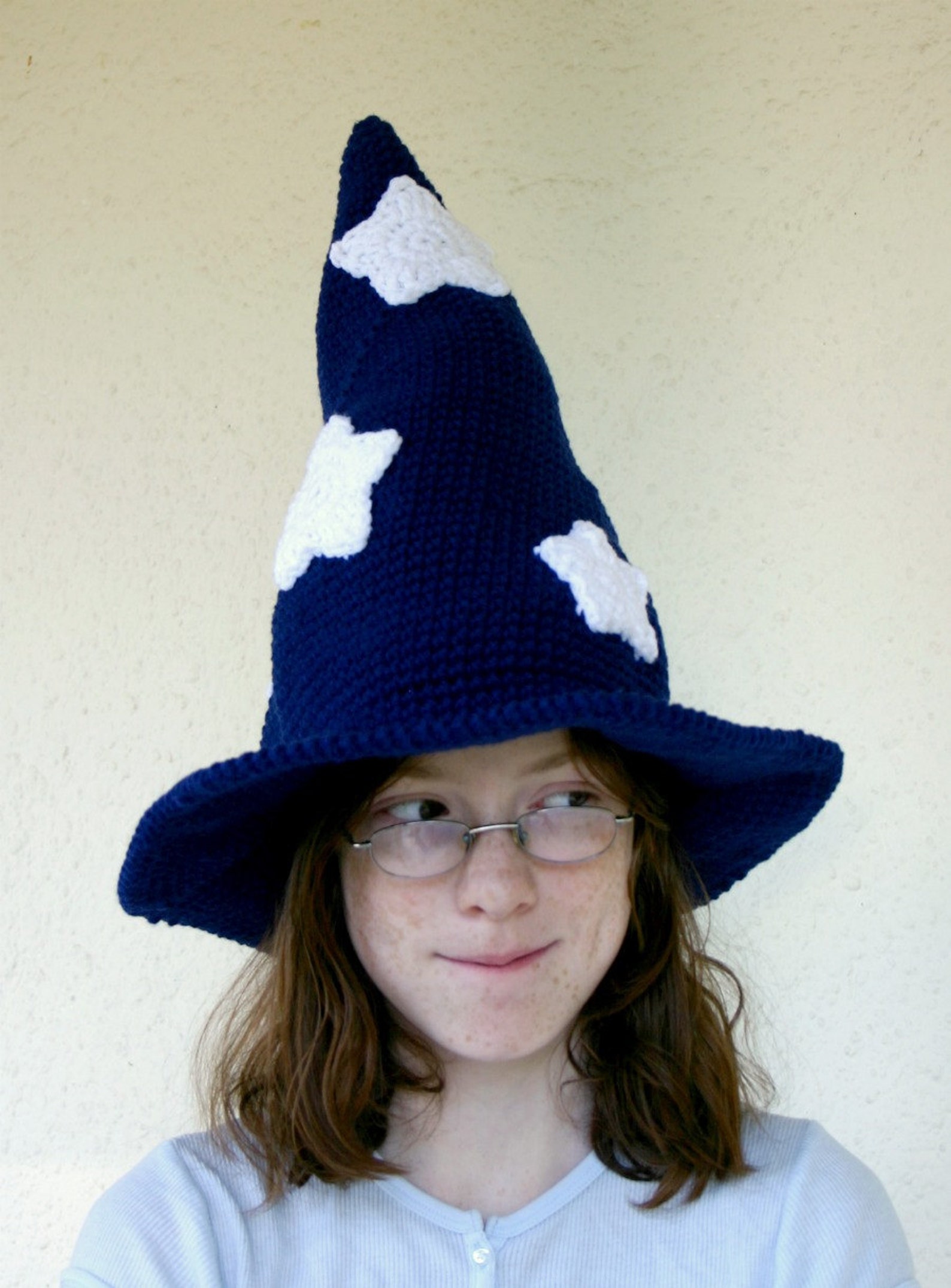 Adult wizard hat crochet PDF PATTERN white stars brim sorcerer | Etsy