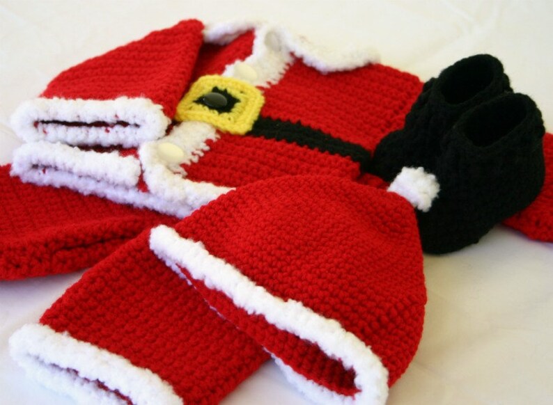 Infant Santa suit PDF crochet PATTERN 0-3 month size newborn boy baby Christmas costume photography prop winter december festive holiday image 5