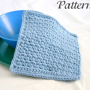 Crocheted dishcloth PDF PATTERN easy cotton traditional square kitchen cleaning home decor functional washing fast