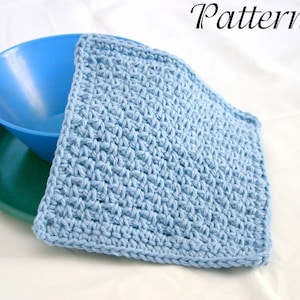 Crocheted dishcloth PDF PATTERN easy cotton traditional square kitchen cleaning home decor functional washing fast