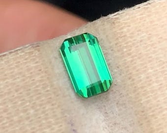 Emerald Cut Bluish Green Tourmaline Gemstone: 1.00 Carat, Afghanistan