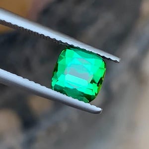 Top Quality 2.30 Carat Loupe Clean Bluish Green Natural Tourmaline Loose Gemstone, Cushion Cut Tourmaline Gemstone For Jewellery Making