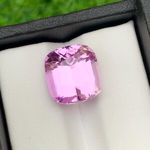 12 Carat Baby Pink Kunzite Gemstone: Cushion Cut Jewelry Stone
