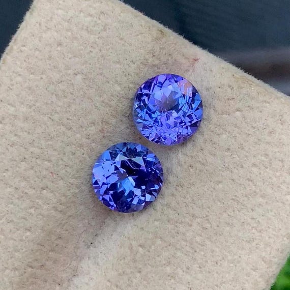Natural Tanzanite Pair: 2.00 Carat Round Royal Blue Gemstones