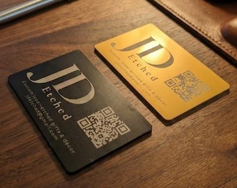 Personalized Metal Wallet Cards | Custom Laser Etched Text & Logo | Black or Gold Aluminum | Gaming Clan ID, Guild Card, or Business | Gift