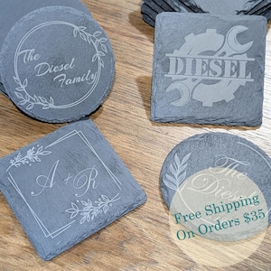 Personalized Coaster Set - Unique Wedding or Engagement Present - Custom Slate Keepsakes
