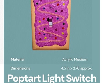 Tapa de interruptor de luz hecha a mano con forma de Pop-Tart / Decoración divertida para el hogar inspirada en un snack / Placa de pared original