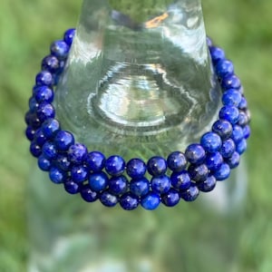 Bracciale in lapislazzuli naturale da 6 mm, bracciale in lapislazzuli autentico, bracciale in lapislazzuli, bracciale in cristallo, regalo per lui, regalo per la festa del papà