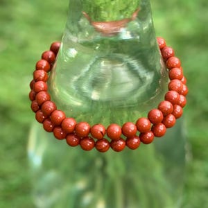 Natural 6mm Red Jasper Bracelet,Genuine Red Jasper Bracelet, Jasper Bracelet, Crystal Bracelet, Gift for her,Gift for him, Father&#39;s Day Gift
