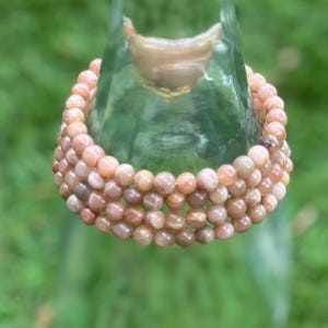 Natural 6mm Peach Moonstone Bracelet, Genuine Peach Moonstone Bracelet, Moonstone Bracelet, Crystal Bracelet, Gift for her, Gift for friend