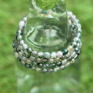 Natural 6mm Moss Agate Bracelet, Genuine Moss Agate Bracelet, Moss Agate Bracelet, Agate Bracelet, Gift for her, Gift for friend