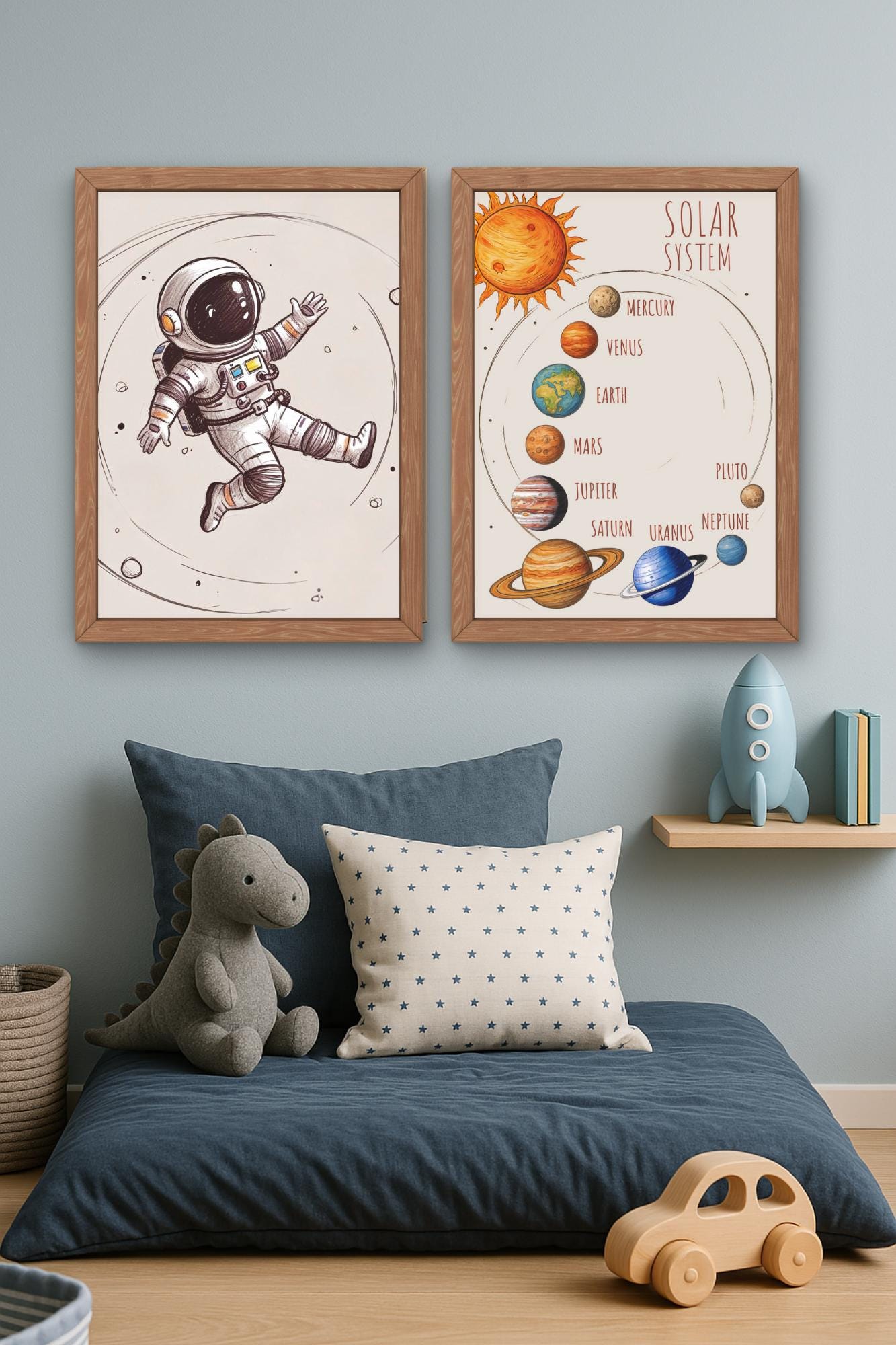 Solar System Print for Kids – Astronaut Wall Art, Space Nursery & Boys ...