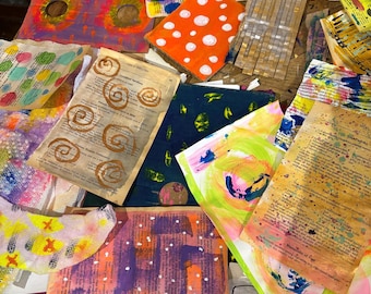 Hand-Painted Collage Fodder: Mixed Media Art Supplies