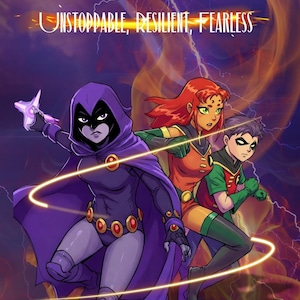 Teen Titans Wall Banner Robin Starfire Raven | Superhero Party Decor | Teen Titans Go Room Wall Art | Cartoon Poster for Kids