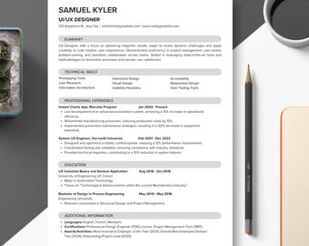 UI/UX Designer Resume Template | Cover Letter & References (Instant Download)