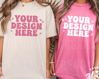 Vrijgezellenfeest Mockup Comfort Kleuren C1717 Ivoor Crunchberry Oversized Vrienden Mockup Groep Mockup Paar 2-persoons Mockup Tiener Bruiloft Mockup