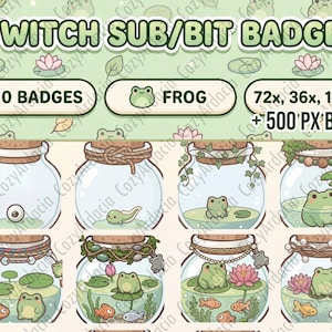 Insignias de suscripción de Twitch de Rana Linda en un Frasco / Insignias de Bit de Evolución / Gráficos de Transmisión Kawaii / Íconos de Rol de Discord / Paquete de 10 Descargas Digitales