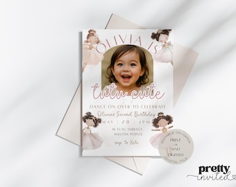 Tutu Cute Invite | Ballet Birthday Invitation | Ballerina Party, Photo Template (Editable Canva)