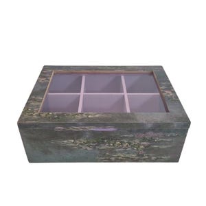 Portatisane ,scatola in legno.decorata con tecnica decoupage motivo Monet 'ninfee'