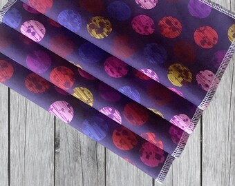 Set of 4 eco-friendly cloth napkins // 8.5" x 8.5" // purple grunge dot // 100 percent cotton // reusable napkin // modern fabric