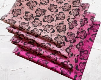Set of 4 large cloth napkins // 16.5" x 16.5" // spider rose // 100 percent cotton // reusable napkin // modern fabric