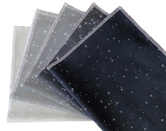 Set of 5 large cloth napkins // 16.5" x 16.5" // stardust - greys // 100 percent cotton // reusable napkin // modern fabric
