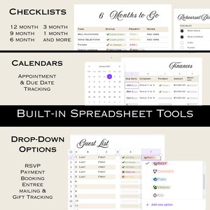 Printable Wedding Planner Template: Spreadsheet tools, Seating Chart, and more (Digital Download) image 5