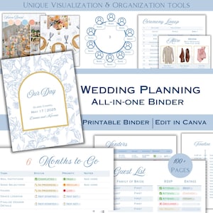 Hochzeitsplaner Mappe: Digitale & 100+ druckbare Seiten - Bonus Sitzplan und Grundplan Schöpfer