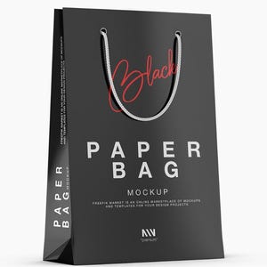 Custom Paper Bags with Black Rope Handles | 8.00L x 3.00W x 9.00H Inch | Premium Quality | Print Your Own Design- Brand bags - EcoFriendly