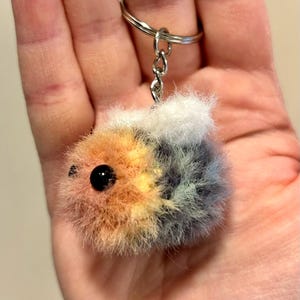 Small Fuzzy Rainbow Crochet Bumblebee Plushie Keychain | Color Options Available | Customizable | Made to Order