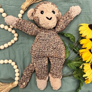Crochet Monkey Plushie | Safari Lovey Snuggler | Free Shipping | Ready to Ship